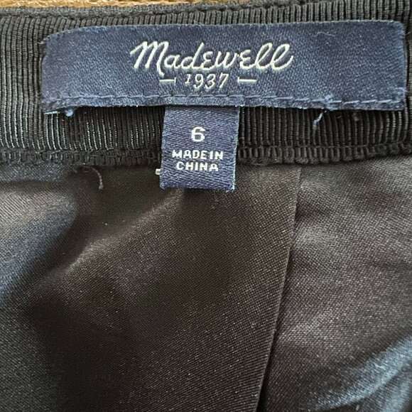 Madewell Skirt Women 6 Black Zipper Jacquard Pleated Front Mini Polyester - Picture 5 of 6